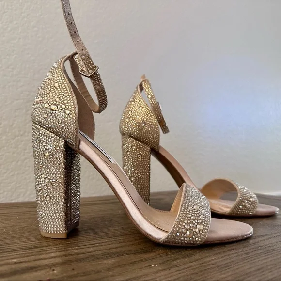 Steve Madden Gold Rhinestone Women's Heels - Picture 3 of 9